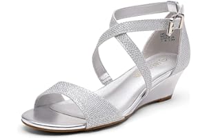 DREAM PAIRS Women's Low Wedge Sandals Ankle Strap Heel Sandal Open Toe Wide Dress Summer Shoes