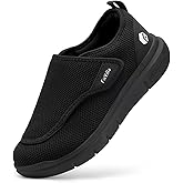 FitVille Diabetic Shoes for Men Extra Wide Slip-on Shoes for Swollen Feet Adjustable Walking Shoes for Elderly Foot Pain Relief Neuropathy - EasyTop Wings