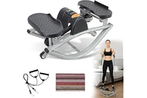Rock Stepper for Exercise at Home,Lateral Rocking Stepper with Digital Counter & Resistance Bands,330 LBS Weight Capacity,for