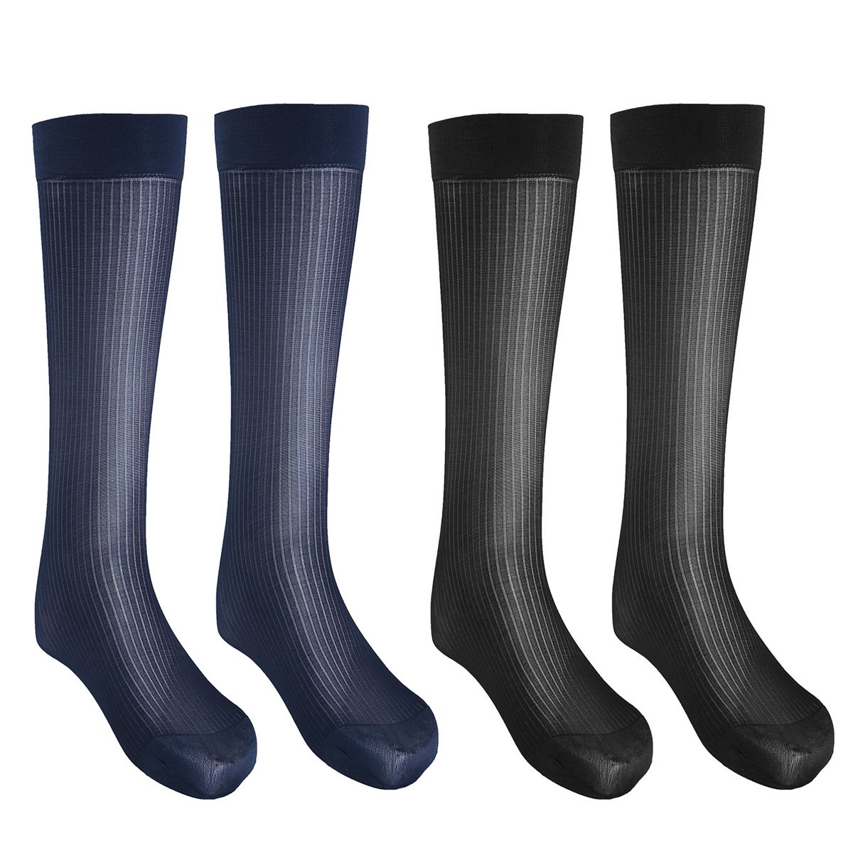 Agoky Men's Summer Thin Sheer Silk Business Socks Over the Calf Trouser Crew Sock (2 Pairs)