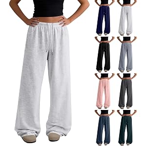 Wide Leg Sweatpants for Women High Waisted Baggy Sweat Pants with Pockets | Drawstring, Straight Leg, Fall ,Tall, Athletic, J