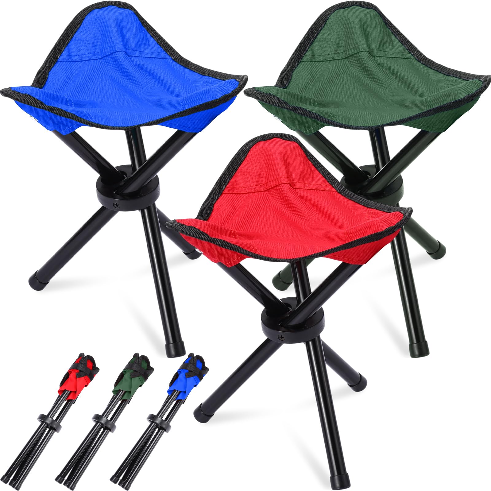 Photo 1 of Beeveer 3 Pack Folding Camping Stool Portable Small Collapsible Chair Tripod Stool Hiking Chair for Fishing, Beach, Picnic, Outdoor, Gardening and Travel
