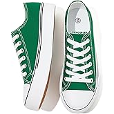 FRACORA Womens White Black Canvas Sneakers Low Top Canvas Shoes for Women Tennis Shoes