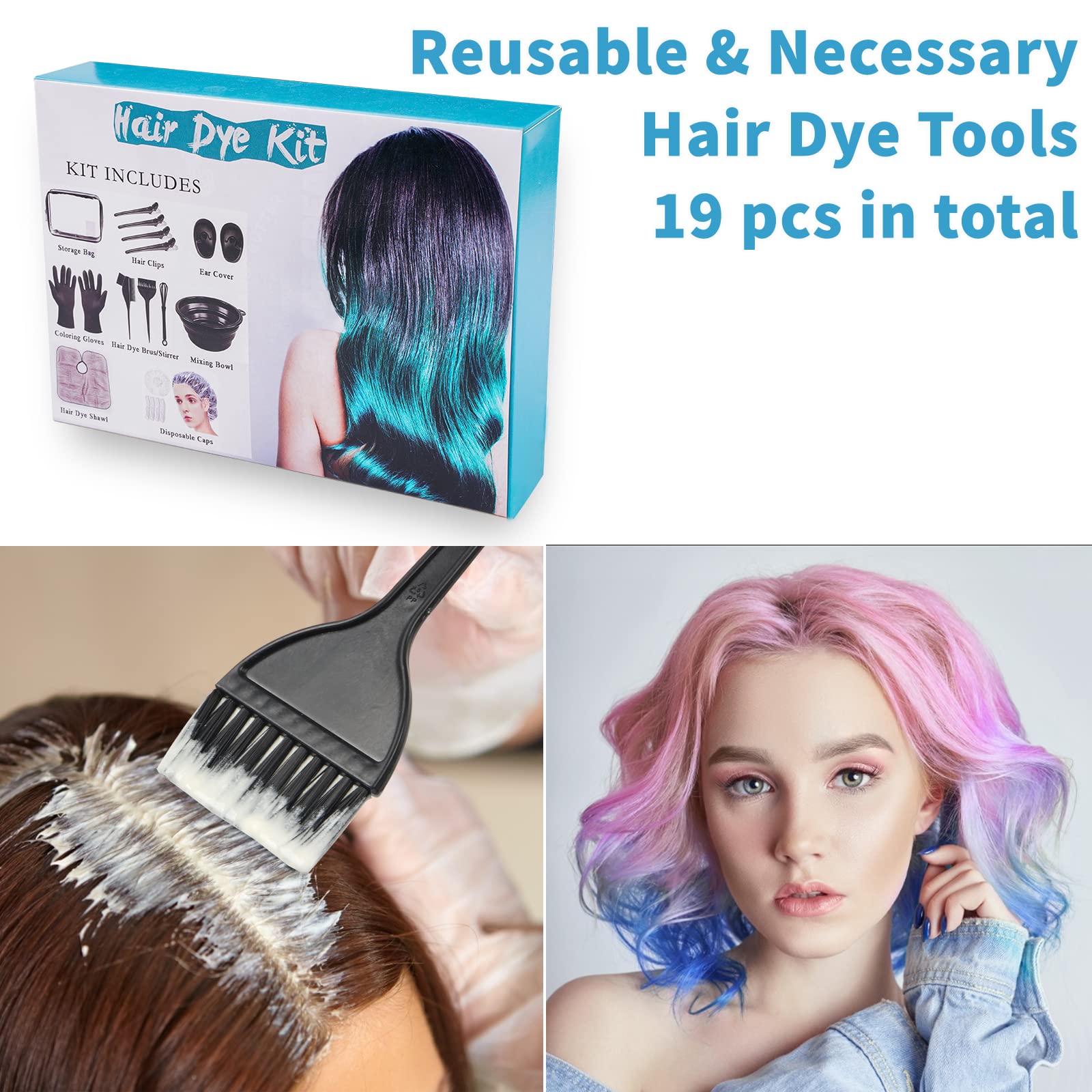 Xarchy 19 Pcs Professional Hair Bleach Kit Hair Coloring Products with Hair Dye Brush, Hair Color Bowl, Hairclips, Applicator, Earmuffs for Hair Highlighting and Hair Coloring at Home