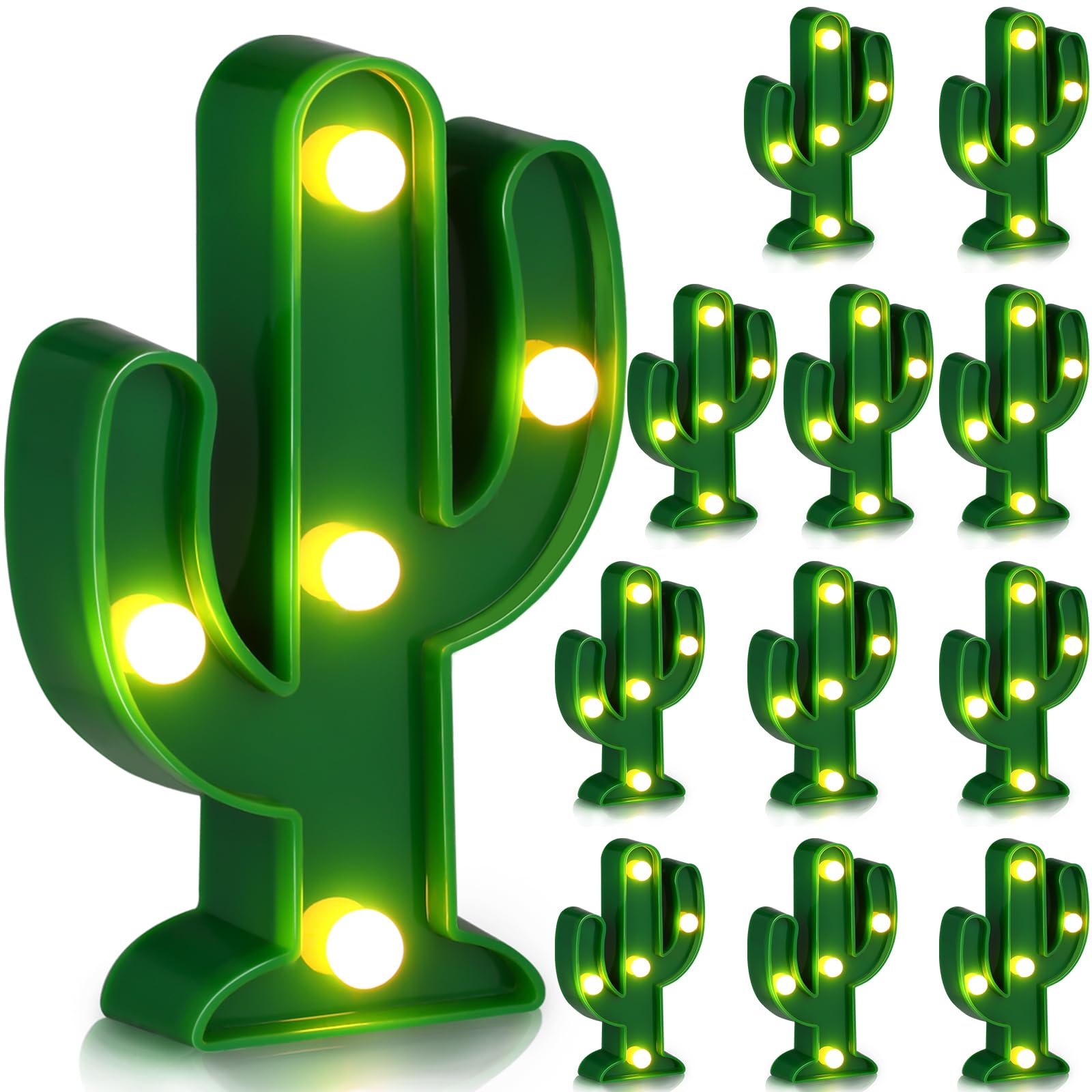 Photo 1 of Kathfly 12 Pieces Western Party Decor Cactus Light Centerpieces Mexican Fiesta Party Decorations Night LED Tabletop Lamp Cactus Cute Mini Light for Bedroom Garden Home Cinco De Mayo Gift