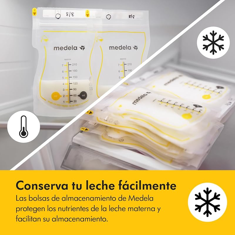 bolsas de almacenamiento de leche materna Easy Pour, bolsas desechables de 210 ml, a prueba de fugas, protegen los nutrientes de la leche, sin BPA, paquete de 100, Exclusivo en Amazon
