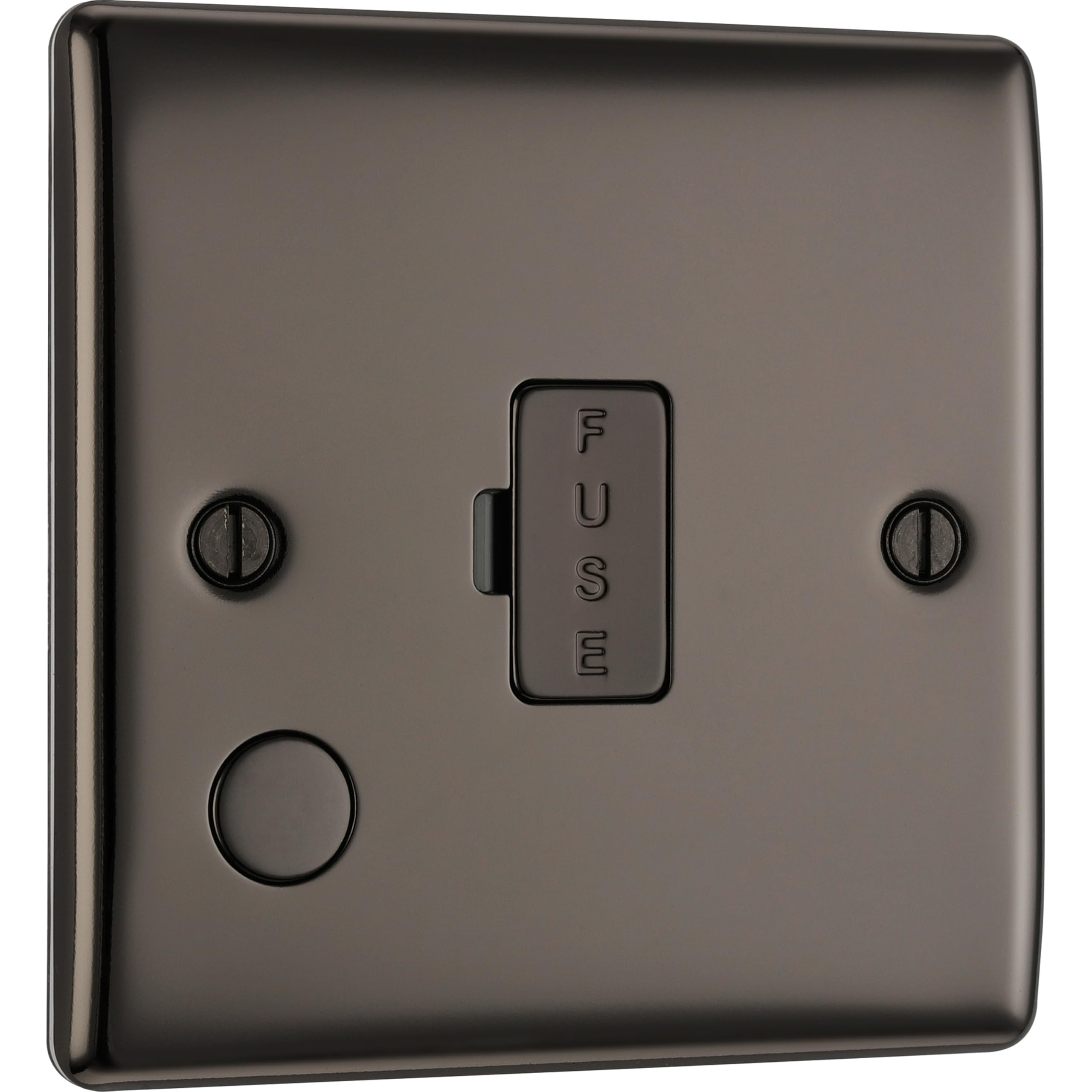 BG Electrical Unswitched Fused Spur Connection Unit with Flex Outlet, Double Pole, Raised and Slim Profile, Round Edges, Nexus Metal, Black Nickel, 13A, NBN55