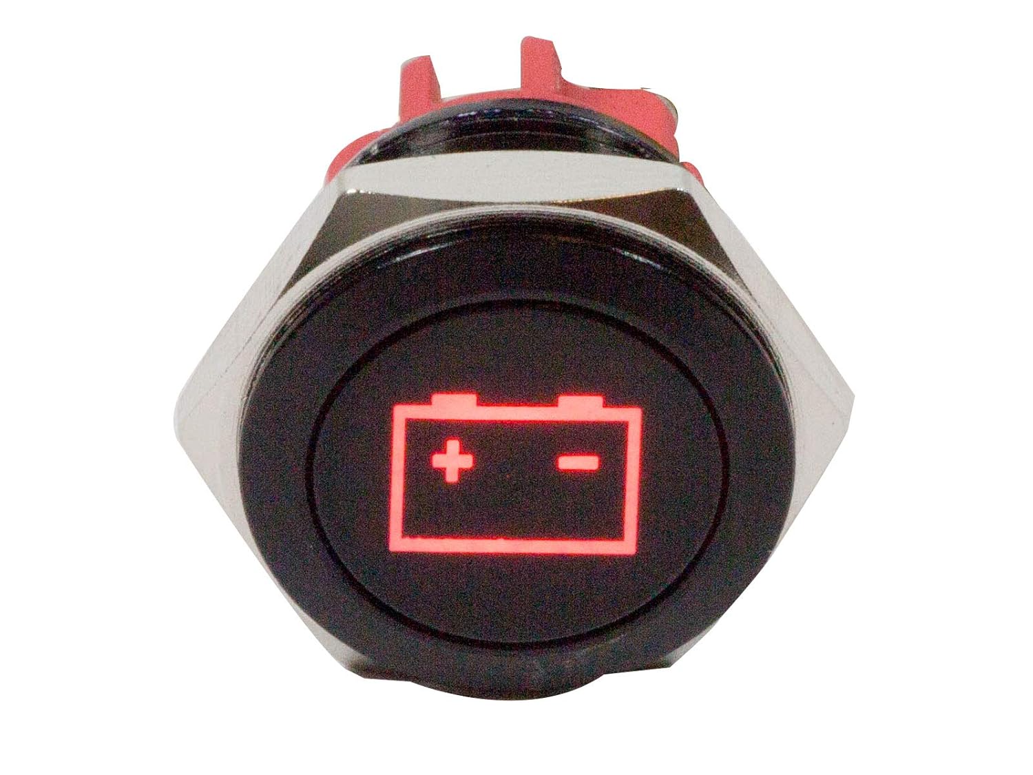 Alpinetech PLB16MS 16mm 5/8" 12V LED Metal Signal Indicator Pilot Dash Light (Battery/Alternator Warning)
