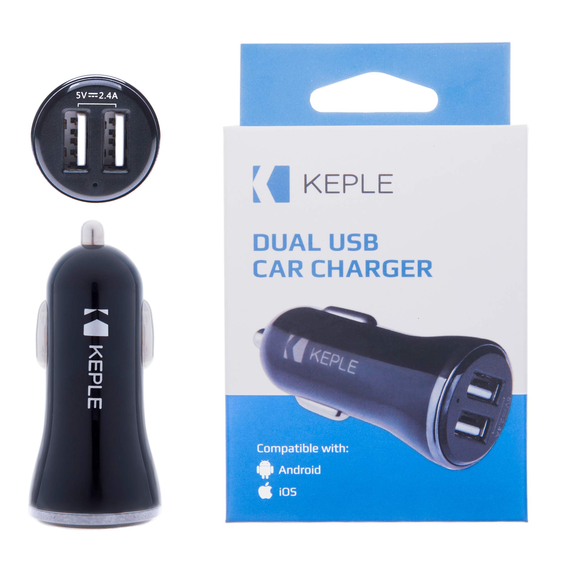Dual Port USB in Car Charger by Keple Compatible with Samsung Galaxy A8 (2018) SM-A530/ Galaxy A8+ (2018) SM-A730 | Auto Cigarette Lighter Adaptor 2.4A (12/24V)