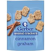 Gerber Toddler Cinnamon Graham Animal Crackers, 6 Oz, 4 Pack | Toddler snack; cinnamon graham animal crackers; vitamin E and iron; finger foods; 4 x 6 oz pouches
