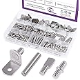Swpeet 120Pcs 4 Styles Shelf Pins Kit, Top Quality Nickel Plated Shelf Bracket Pegs Cabinet Furniture Shelf Pins Support for Shelf Holes on Cabinets, Entertainment Centers