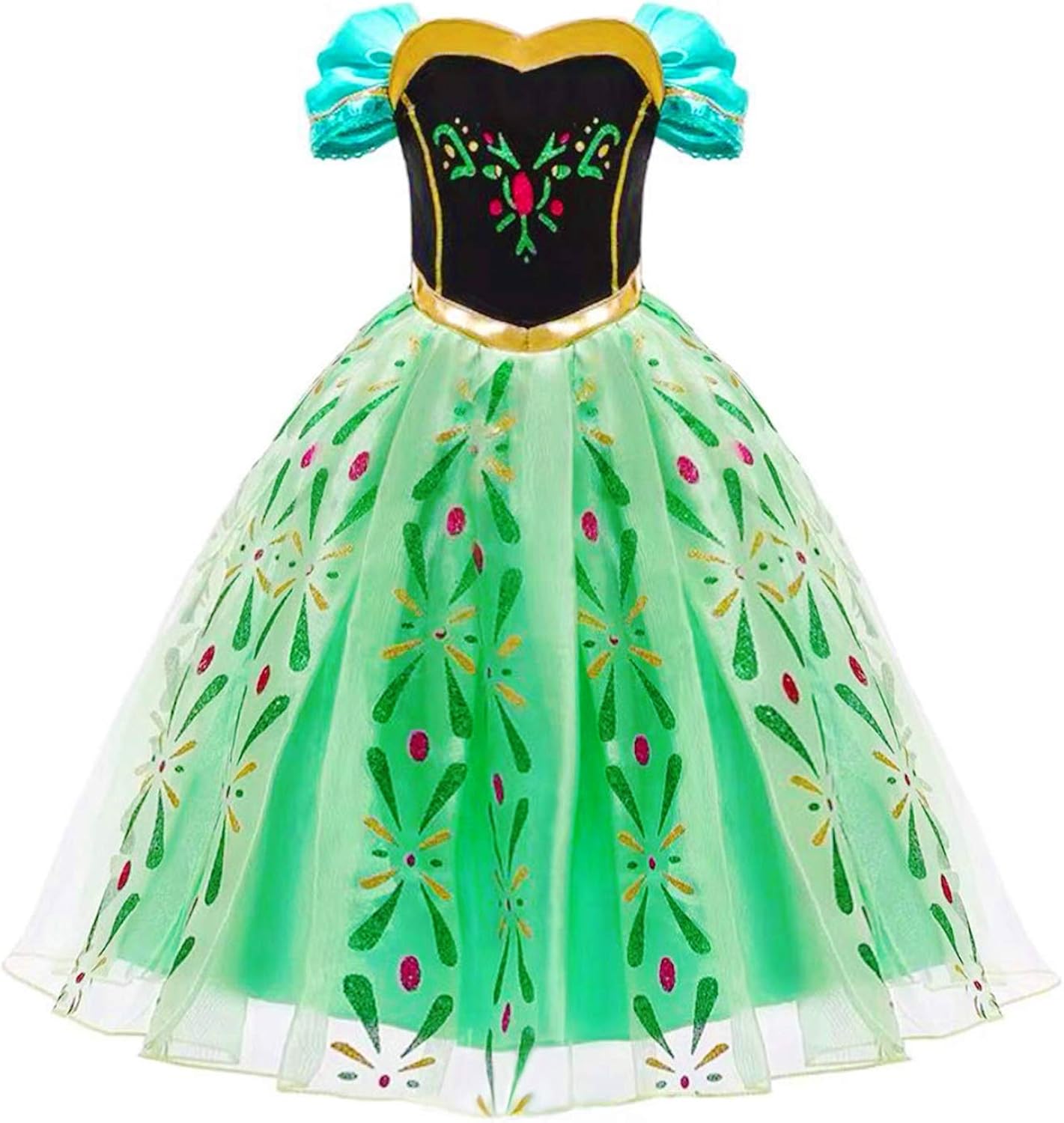 Almce Princess Dress Anna Costume for 2-8 Years Girls - Birthday Party Halloween Fancy Dress Up: Clothing