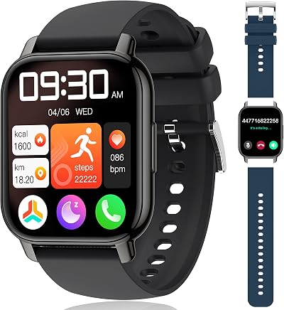 Popglory Smart Watch 1.85” AI Voice Calls 2 Straps 100+ Sports IP67