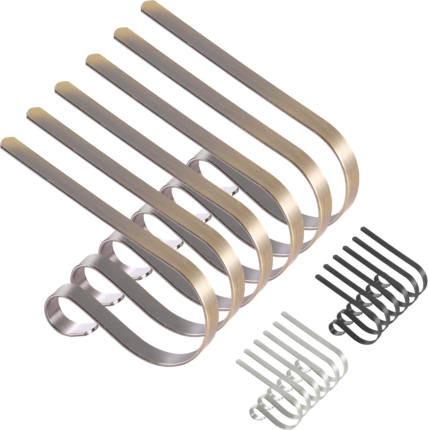 Ornament Hooks - TAROSE Christmas Stocking Holder, Set of 6, Mantle Clip Fireplace Hooks Hanger for Party Christmas Decoration Supplies (Brass)