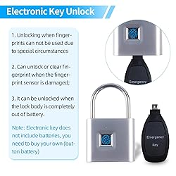 Fingerprint Padlock with Emergency Key, IP66
