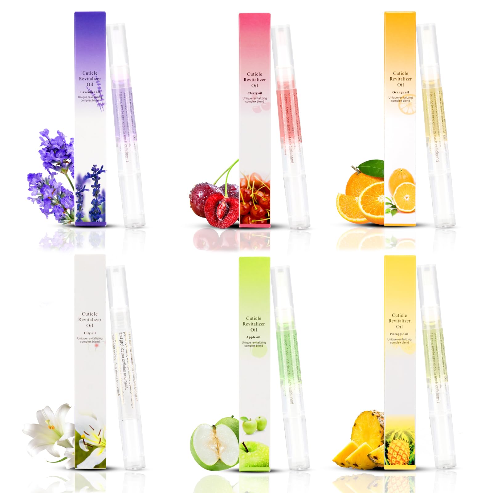 Nail Nutrition Pen,6PCS Nail Cuticle Oil Pen Set Nail Nutrition Oil Nail Care for Repairing Cracked & the Dry Cuticle (Mix Flavors)
