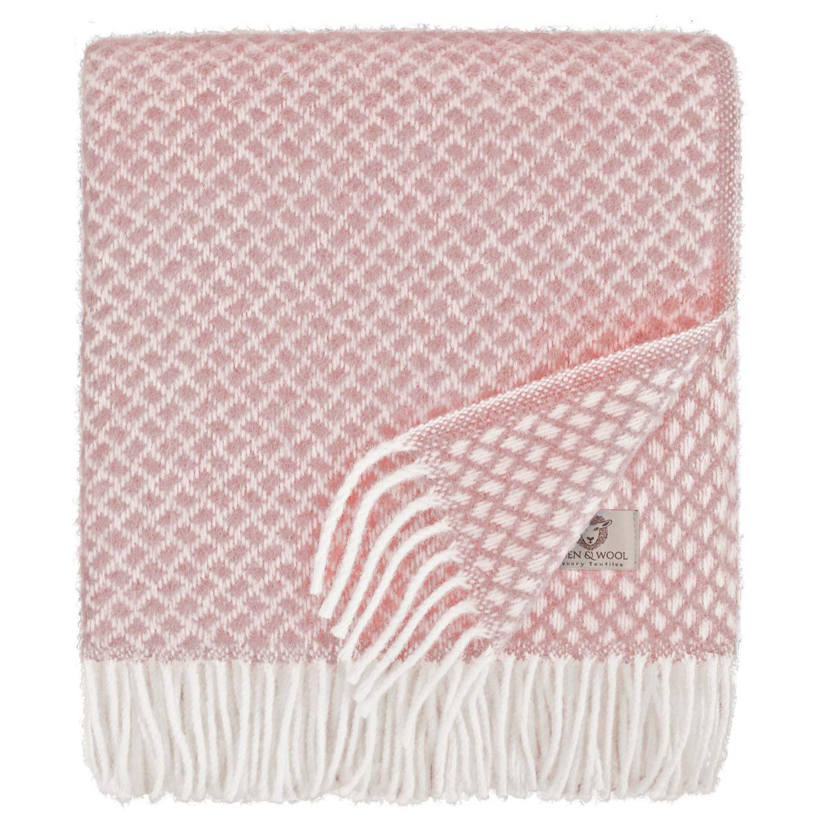 Linen & Cotton Beautiful Soft Wool Throw/Blanket Sofia - 100% Pure New Zealand Wool, Rose/Pink (130 x 170cm) Knee/Warm Plaid Sofa Bed Couch Settee Armchair Bedspread Single Double Lambswool