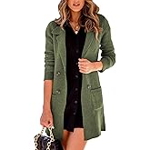 Danedvi Women Open Front Lapel Collar Cardigan Button Down Long Sweaters Cardigan Solid Outerwear Coats