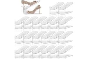 FENRUNXU Shoe Slots Organizer for Closet, 20 Pack Shoe Stacker for a Pair of Shoes Adjustable Shoe Rack Organizer for Closet Space Saver Storage Shoe Holder Organization,Clear