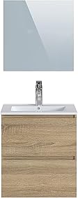 Marca Amazon - Movian Dive - Mueble de baño con espejo y lavabo, 61 x 46,5 x 68 cm, marrón 