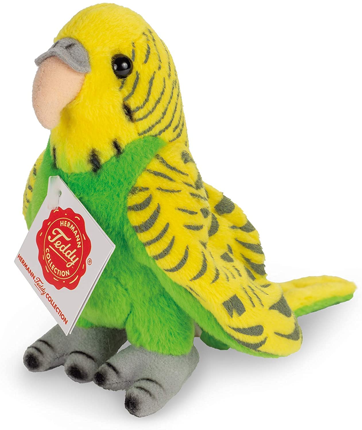 Teddy Hermann 94158 Budgie green 13 cm, cuddly toy with 75% recycled filling material