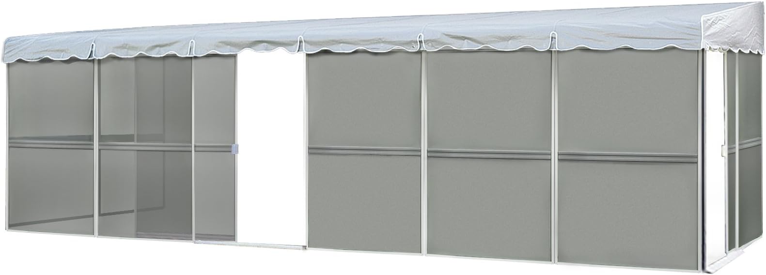 Patio Mate 10-Panel Screen Enclosure 09322, White with Gray Roof