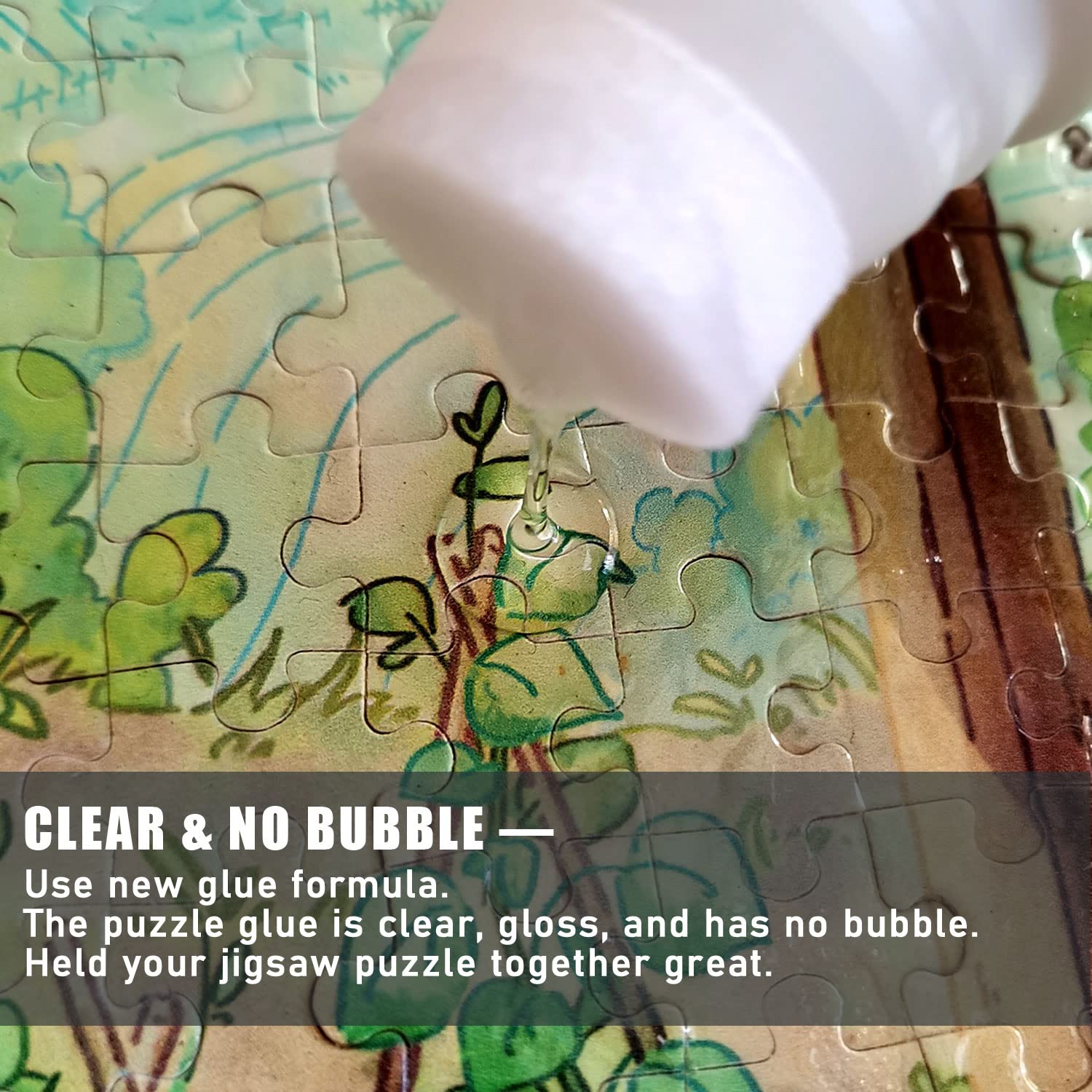 3PCS Jigsaw Puzzle Glue Clear Puzzle Glue with Sponge Head, Water Soluble Craft Puzzle Glue Puzzle Protect Glue for 3000/3500/5000 Pieces of Puzzle (3 Bottle X 120ML)