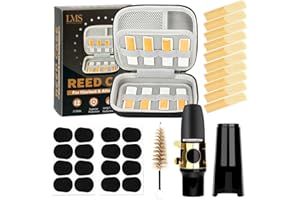 LMS Alto Saxophone Mouthpiece Kit with EVA Storage Case - Alto Sax Mouthpiece Accessories Kit for Beginners - Ligature 2.5 Reeds Cushions Cap Brush