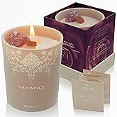 Luxury Crystal Candle for Women - Velvet Rose & Patchouli Scented Aromatherapy Candle - Manifestation Candle with Strawberry and Clear Quartz Crystals -7.4oz Natural Coconut, Soy Wax Wood Wick Candles