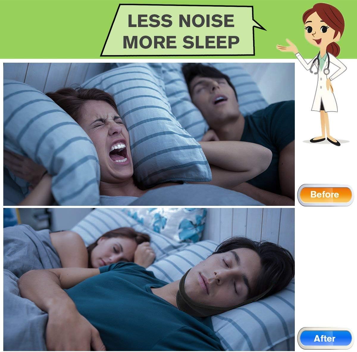 Anti Snoring Chin Strap Ajustable Stop Snoring Solution for Men and Women, Anti Snoring Devices Snore Stopper Chin Straps Sleep AIDS for Snoring Sleeping Mouth Breather: Health & Personal Care