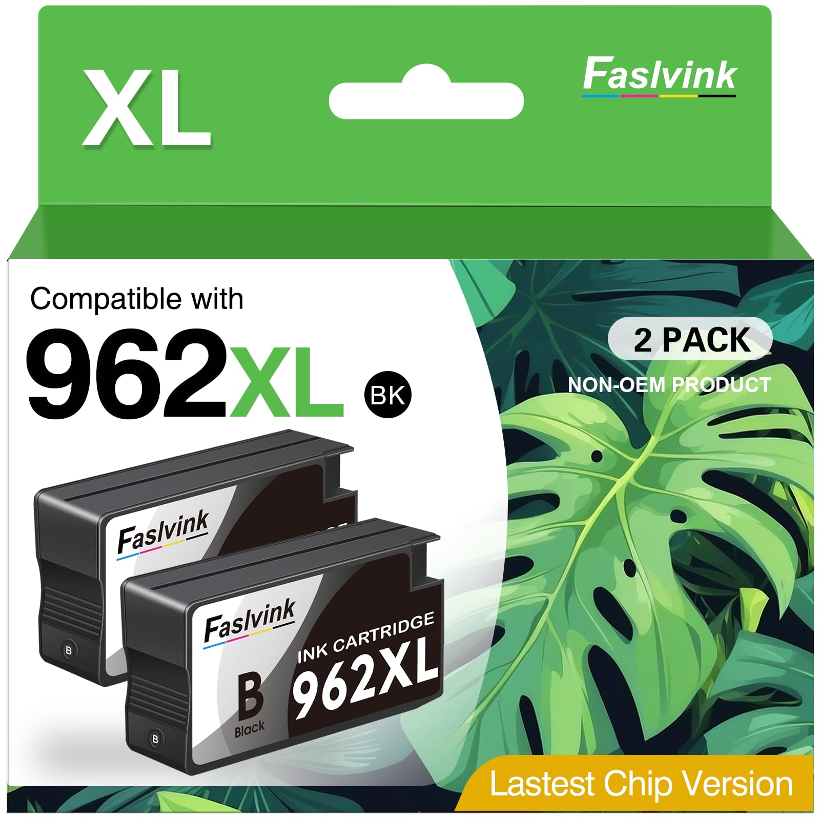 Photo 1 of Faslvink Compatible 962XL Black Ink Cartridges Replacement for HP 962XL Ink Cartridges Combo Pack 962 XL Black Work with HP OfficeJet Pro 9010 9015 9018 9025 9020 9012 Printer