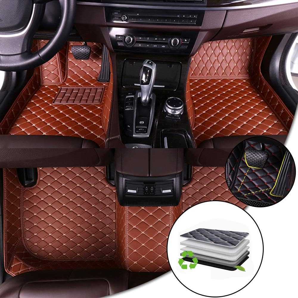 Car Floor Mat For BMW X5 E70 7-Seat 2008-2013 Car Full Coverage Non-slip Leather Mat Protection Carpet Set Brown