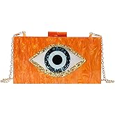 LETODE Clutch Purses for Women-Evil Eye Acrylic Clutch Glitter Purse Evening Bag Chain Shoulder Crossbody Handbags