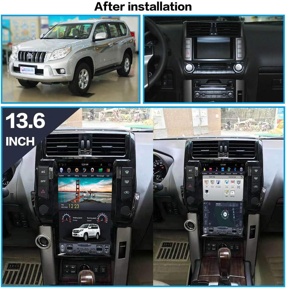 KJHGYU Vertical Screen Android 8.1 Car Multimedia Player Head Unit Compatibletoyota Land Cruiser Prado 150 2010-2013 GPS Radio Stereo