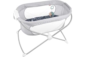 Fisher-Price Portable Baby Crib Soothing View Vibe Bassinet with Music Vibrations & Slim Fold for Travel Newborns 0+ Months, 