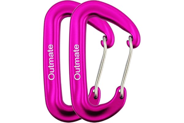 Outmate 12kN 8cm Heavy-Duty Carabiner Clips - Durable, Lightweight Aluminum Alloy Carabiners for Hiking, Camping, Keychains,