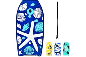 GYMAX Boogie Boards for Beach, 33"/37"/41" Body Board with EPS Foam Core, Crescent Tail, Dual Channel & Wrist Leash, Lightweight Bodyboard for Kids, Youth, Adults