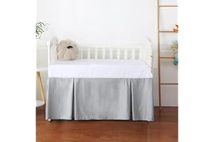 SHUNJIE.HOME Crib Skirt Dust Ruffle, 100% Egyptian Cotton 400 Thread Count Soft Breathable Crib Bedding Skirt for Baby, Boys and Girls, 52"X28" with 14" Crib Bed Skirt Fading Resistant (Grey Solid)