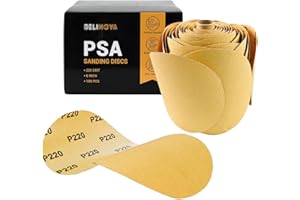 BELINOVA 100PCS PSA Sanding Discs 220 Grit Sandpaper Discs 6 Inch Sand Paper Discs for Sander DA Sander Orbital Sander Aluminum Oxide Self Stick Sanding Paper for Wood Metal Car Paint Drywall