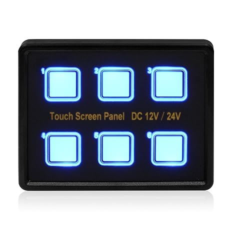 Samoleus 12V/24V 6 Gang Blaue LED Touch Schalter Touch Control Panel VGA Kabel für Auto Marine Boot(Touch Control Panel)