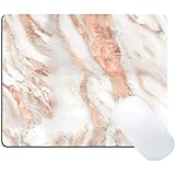 Wknoon Gaming Mouse Pad Custom, Abstract Chic Elegant Rose Gold and Eggshell Marble Print Art