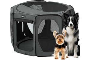 Nasonet Dog Playpen, Cat Dog Crate Portable Pet Exercise Cage Kennel House Puppy Playpen Animal Playpen Indoor/Outdoor, Water-Resistant Kennel Tent with Traveling Bag (Grey, Small)