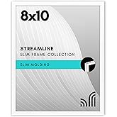 Americanflat 8x10 Picture Frame with Shatter-Resistant Glass - Streamline Collection - Thin Border Photo Frame for Tabletop and Wall Display - Hanging Hardware and Easel Stand Included - White