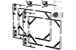 Delifox 2 Set Fence Gate Frame Kit Heavy Duty Anti Sag Fate Kit Gate Corner Brace Bracket for Wooden Gate Fence with a Self-Locking Gate Latch