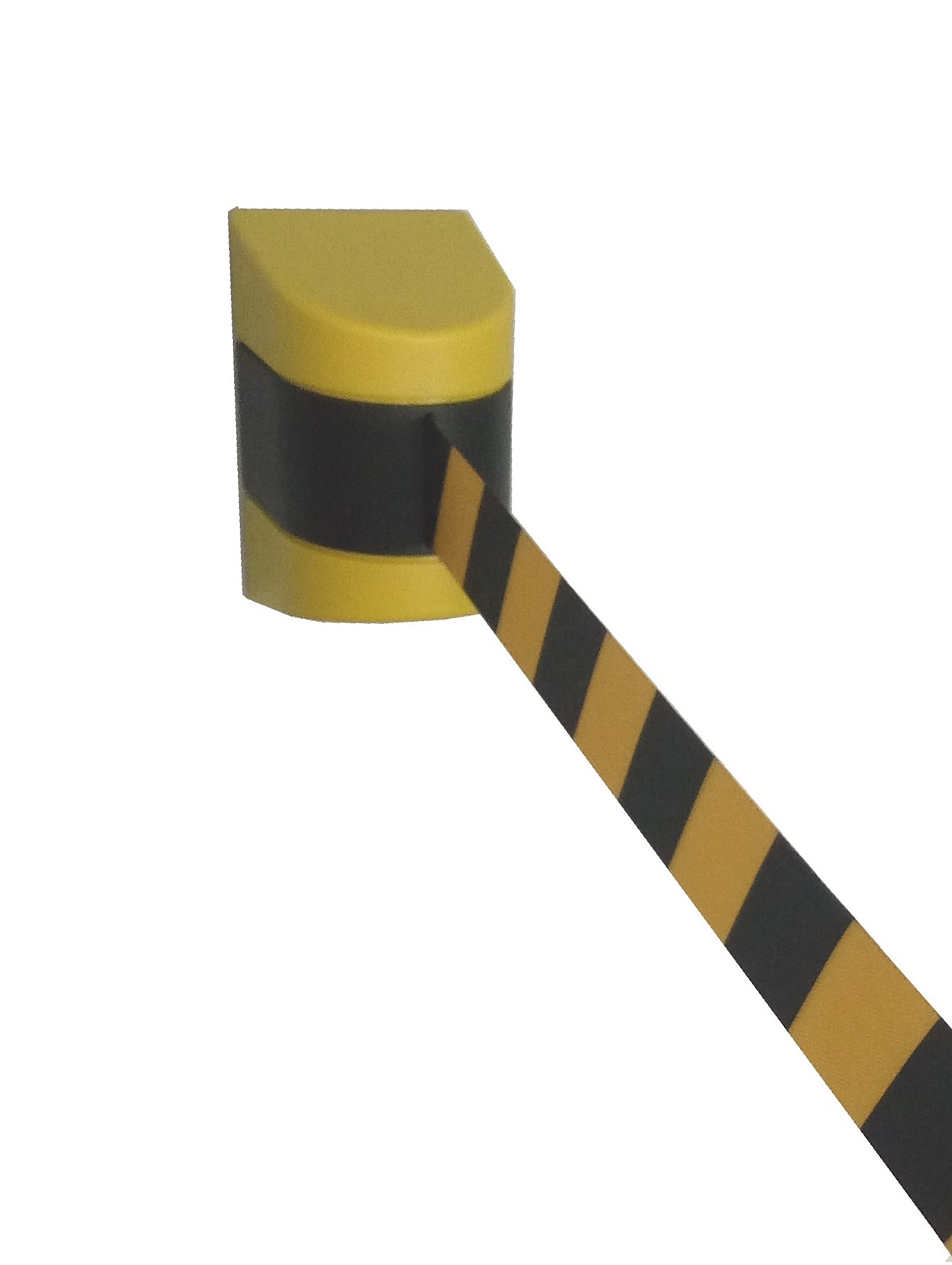 Pro²Tect Retractable Wall Barrier TBM-77-Y, magnetic, extension: 7,4 m, yellow, Crowd Control, Wall-Mount Tape, Queue Belt, Safety, Guidance System