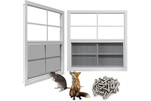 NeatiEase Upgraded Shed Windows 2 Pack, 24" x 24" Windows with Tempered Glass and Stainless Steel Screen for Shed, Chicken Coop, Playhouse, Household, Garage(White)