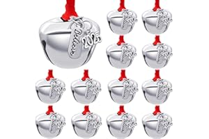 ONTODEX 2025 Believe Christmas Bells, 12 Pieces Santa Claus Sleigh Bells Father Jingle Bell Christmas Eve Box Filler Christmas Tree Home Decoration (Silver, 1.4inch/35mm)