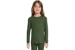 woolcano Kids Unisex 100% Merino Wool Base Layer Tops Lightweight Thermal Underwear Shirt