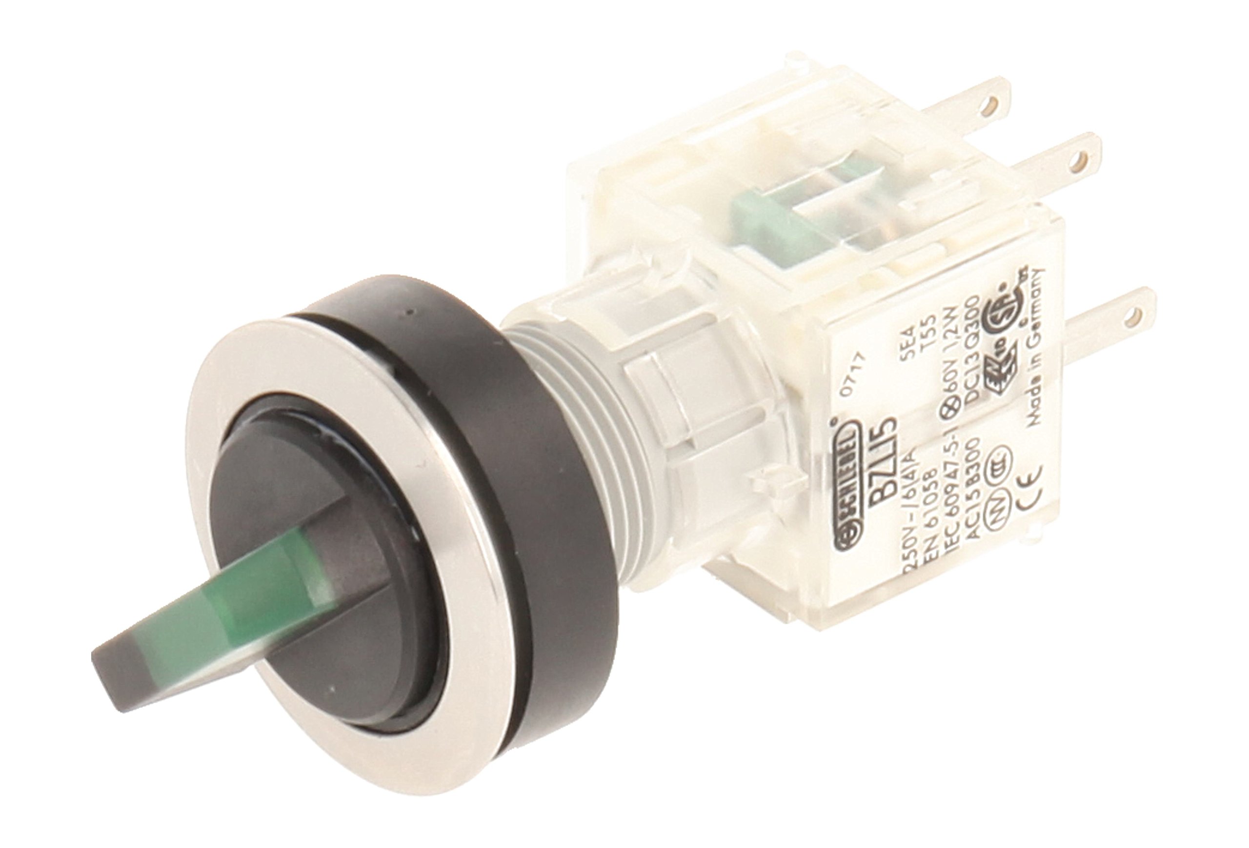 Club Selector, rastend, Stainless Steel, 23.001.290 2 Positions Momentary Contact Transmitter 1 N/O Contact With t5,5 K LED 24 V GREEN LAMP SOCKET (Pack of 2)