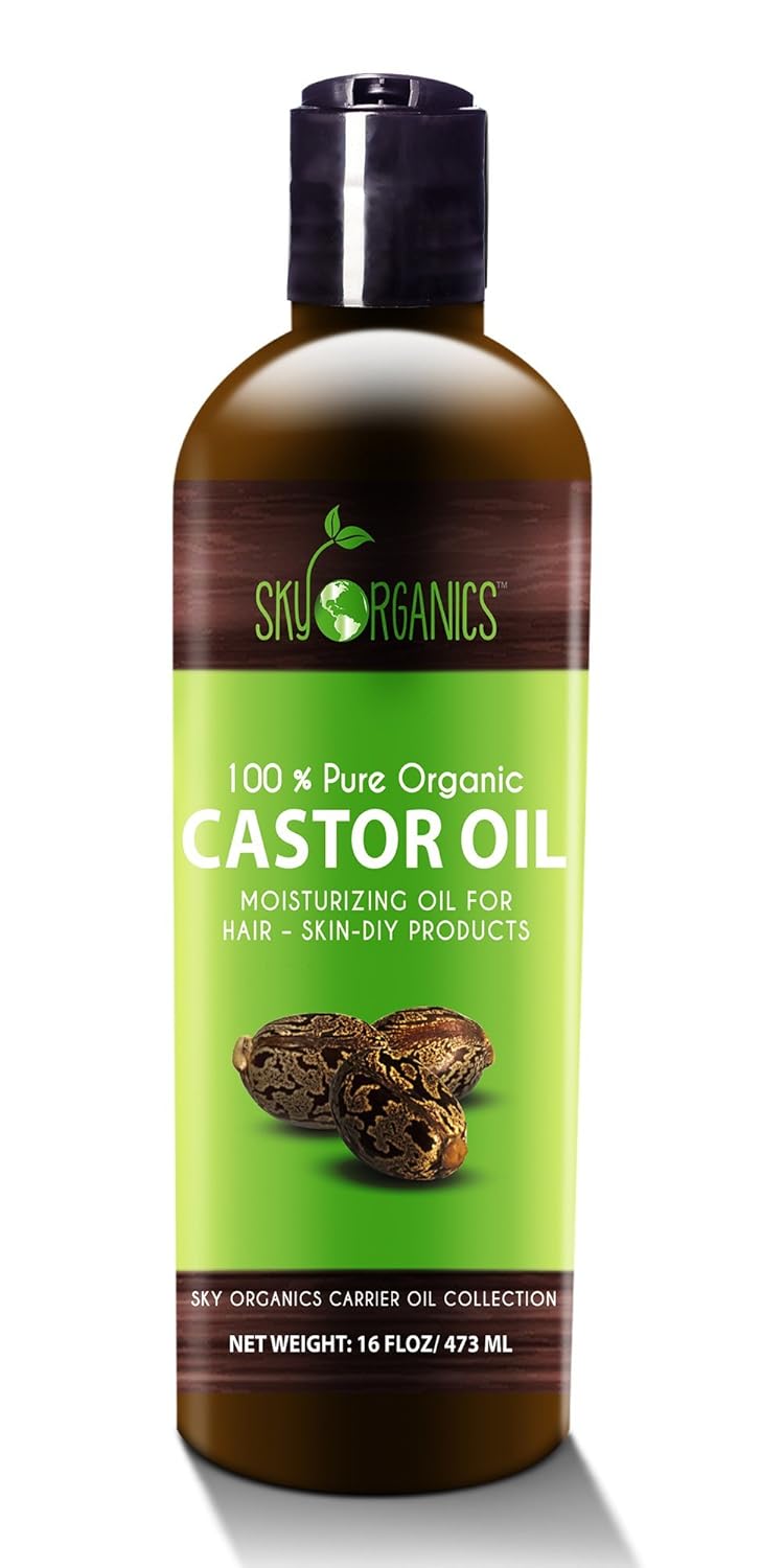 Organic Castor Oil By Sky Organics 16oz Unrefined, 100 Pure, Hexane